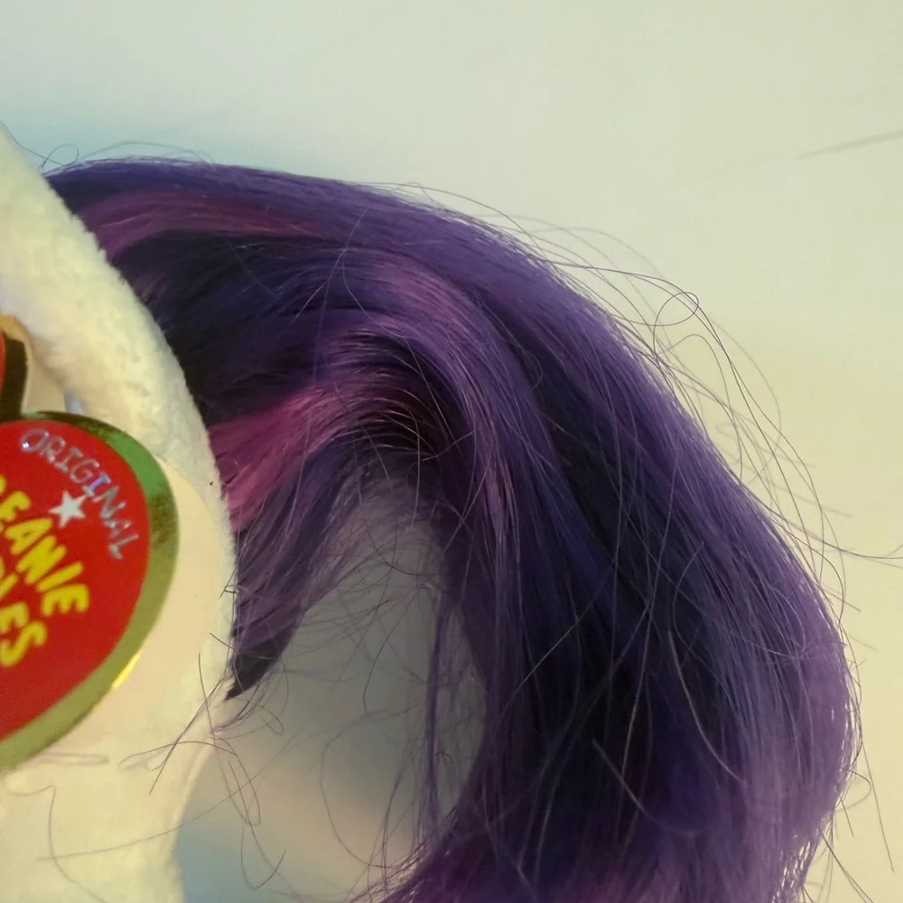 Hasbro Plush Beanie Baby My Little Pony “Rarity” Unicorn Toy - White and Purple